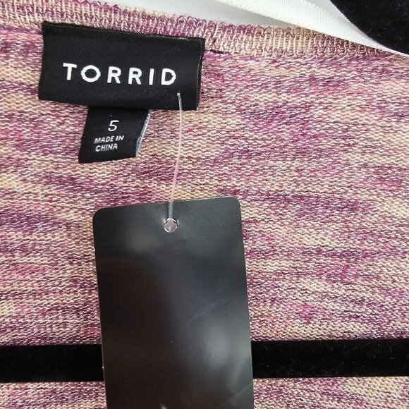 Torrid Cardigan Sweater Size 5X Purple Space Dye Drape Front Long Sleeve 5 New - Picture 5 of 5